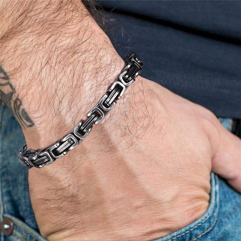Mens vintage 5-10mm Stainless Steel Byzantine Curb Cuban Link Chain Bracelets for Men Unisex HIp-HOP Wrist Jewelry Gifts