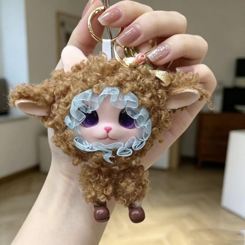 Cute Fluffy Lamb Plush Keychain Vinyl Doll Sheep Stuffed Backpack Pendant For Girls And Collectors Birthday Gifts