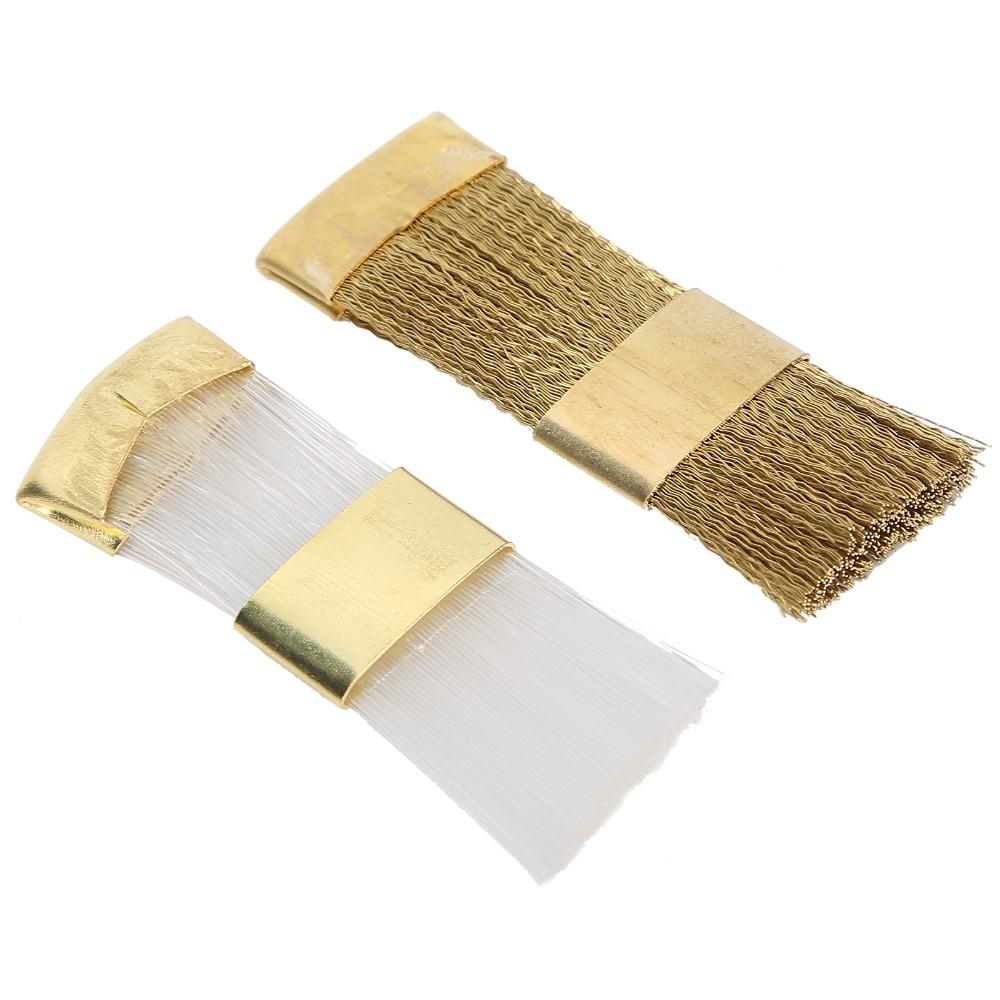 2 Pieces Copper Wire Nail Art Bits Cleaning Brush Mini Size Nail Dust Brush For Manicure