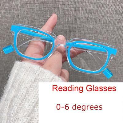 Luxusmode Bunte Quadratische Lesebrille Damen Herren Trend Neu Quadratisch Kleiner Rahmen Blaulichtfilter Alterssichtigkeit Brille Plus