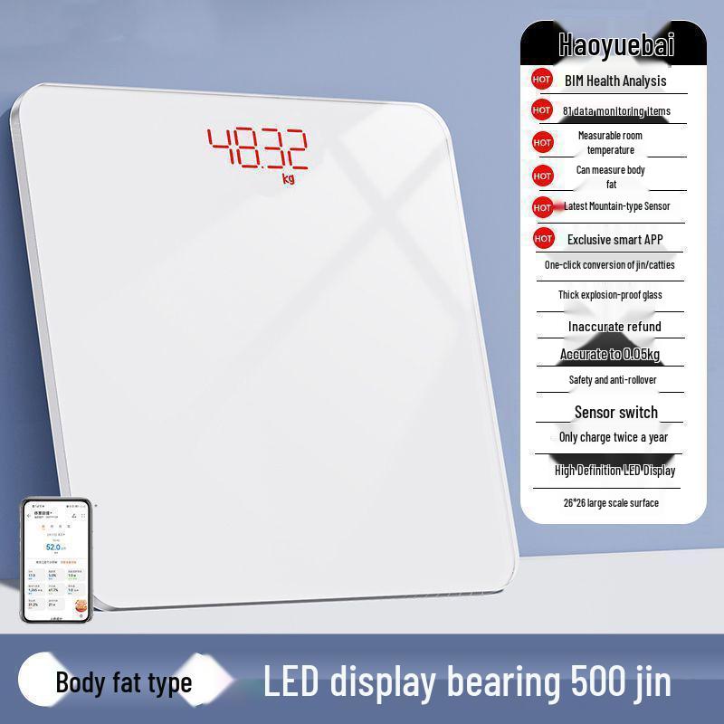 Durable Rechargeable Digital Bathroom Scale: Accurate Smart Body Fat Scale for Women