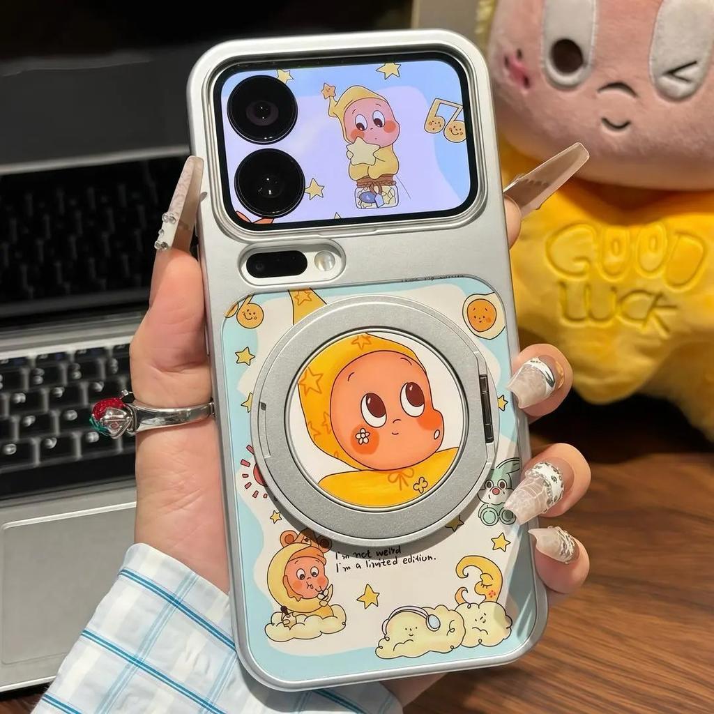 Cartoon Twinkle Star People Applicable iPhone17 Anti-drop Mobile Phone Case Rotating Bracket Apple 16 Protective Case