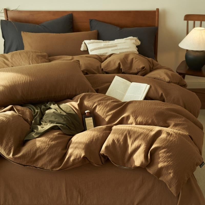 

Pure cotton three-layer yarn bed four-piece set 100 cotton bedding simple quilt cover bed sheet three-piece bed hat 1.2m sheet 3pcs