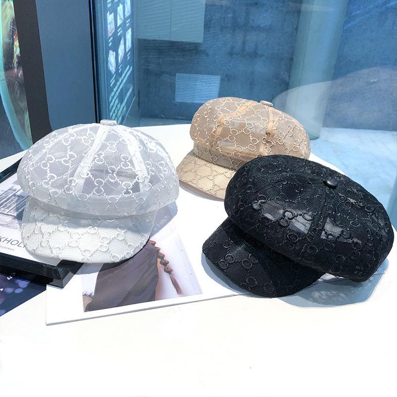 New Organza Star Anise Hat Women's Hollow Mesh Thin Sun Hat Women's Summer Sun Protection Breathable Beret