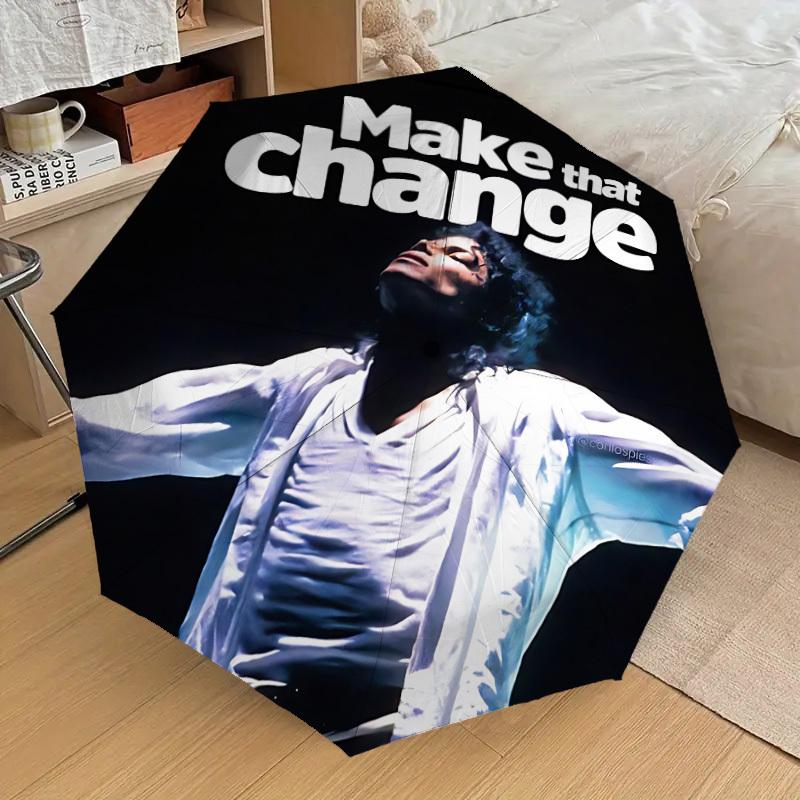 

1pc Michael Jackson Automatic Folding Umbrella, Portable Collapsible Design, Casual Outdoor Accessory L1202015