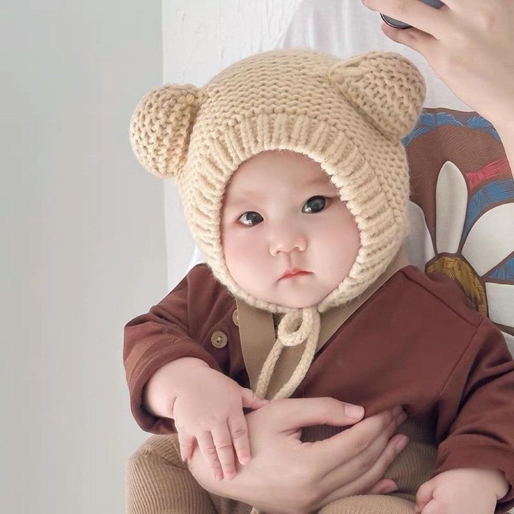 Warm Knitted Hat Windproof Beanie Hat New Ear Protection Hat  for 1-2Y