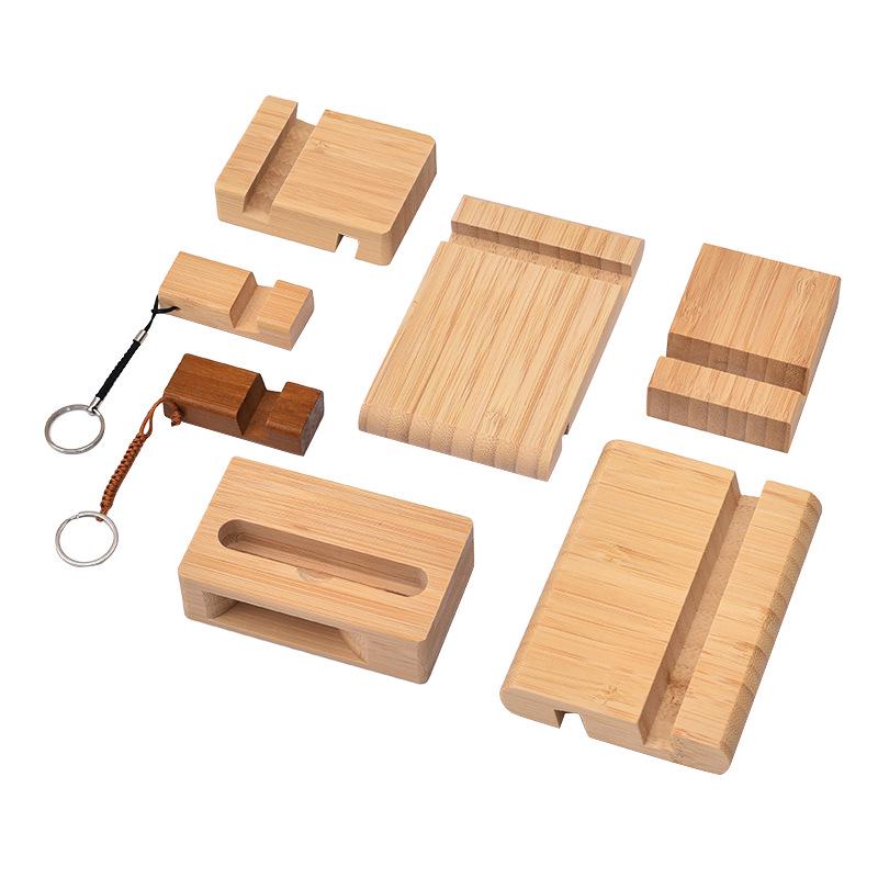 Bamboo Phone & Tablet Holder with Amplifier - Customizable Logo