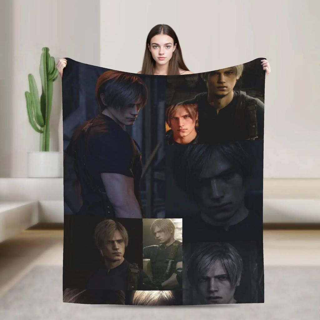 Leon Kennedy Resident Evil Quality Warm Throw Blanket for Winter Fashionable Bedspread for Living Room Bedroom Ideal for Men an