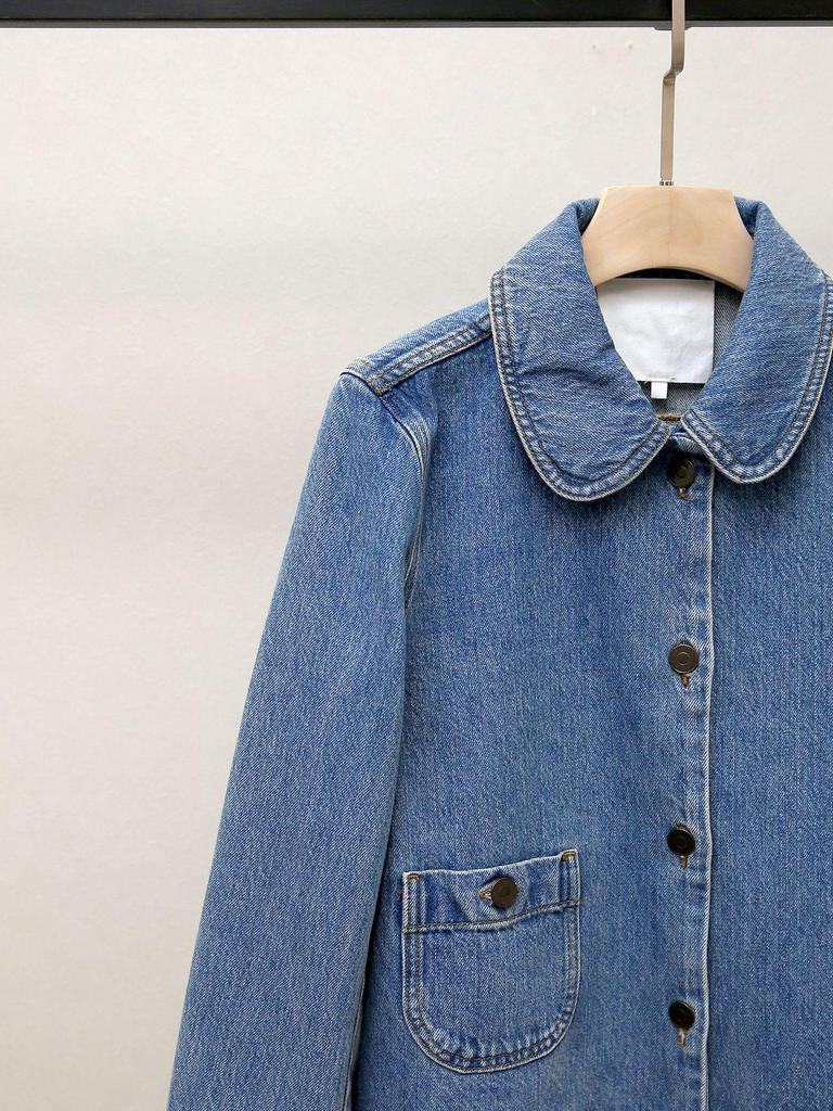 Autumn Sweet Style Women's Denim Jacket with Peter Pan Collar and Pockets