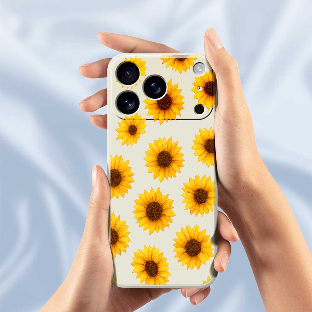 For iPhone 17 Pro Case Sunflowers Pattern Printing Straight Edge TPU Phone Back Cover