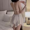 Sexy Pajamas for Women Autumn New Arrival Bride Solid Color Backless Mini Nightgown with Deep Breast Pad
