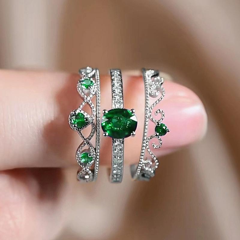 

Huitan Уникальный Дизайн Набор из 3 Колец Женские с Синим Кубическим Цирконием Роскошная Корона Свадебные Аксессуары для Женской Моды Циркон 12