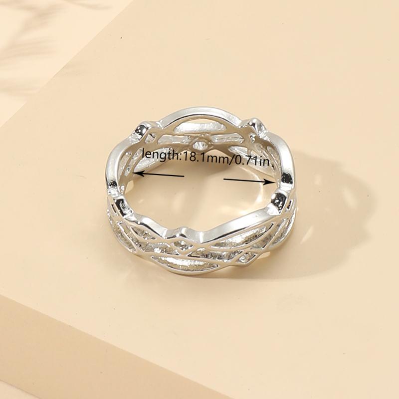 Huajie Couple's Geometry Irregular Creativity Rings Solid Simple Beauty Hollow Korean Fashion  Trend