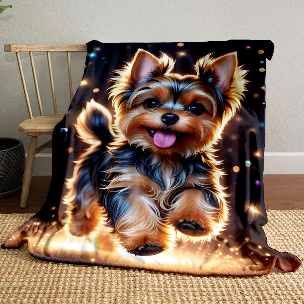 

Adorable Sparkling Yorkie Blanket bedroom Blanket for Livingroom Couch lunch break Soft throw for Friend s festival Gift 80cm x 120cm