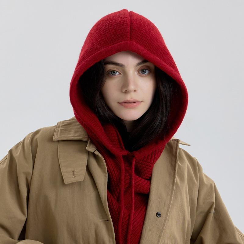 Winter Balaclava Hat Scarf for Women Knitted Hooded Caps Outdoor Warm One-Piece Neck Collar Beanies Hats for Girls