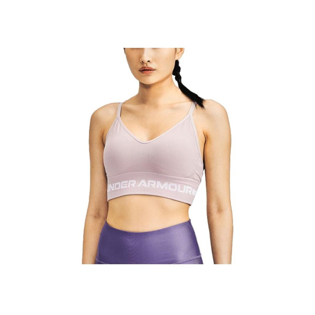 Under Armour Seamless Long Letter Print Low Intensity Sports Bra Women Underwear Fast-Pink 1357719-667