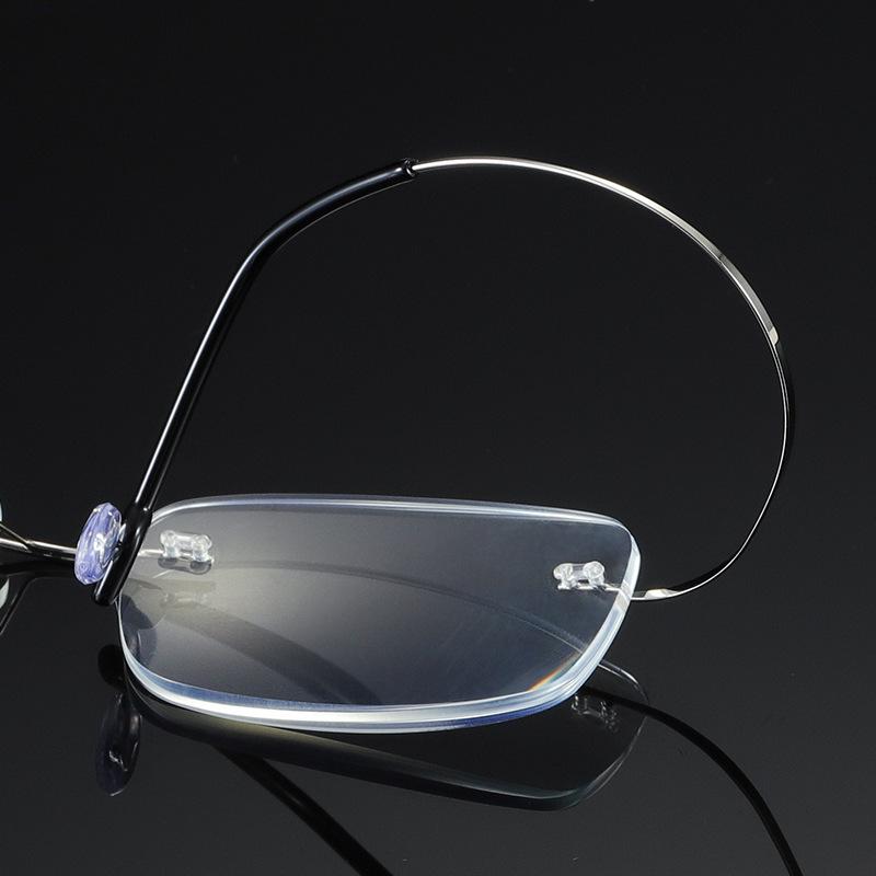 High definition memory ultralight business alloy reading glasses men and women trimmed rimless glasses reading glasses anti-blue light mirror metal
