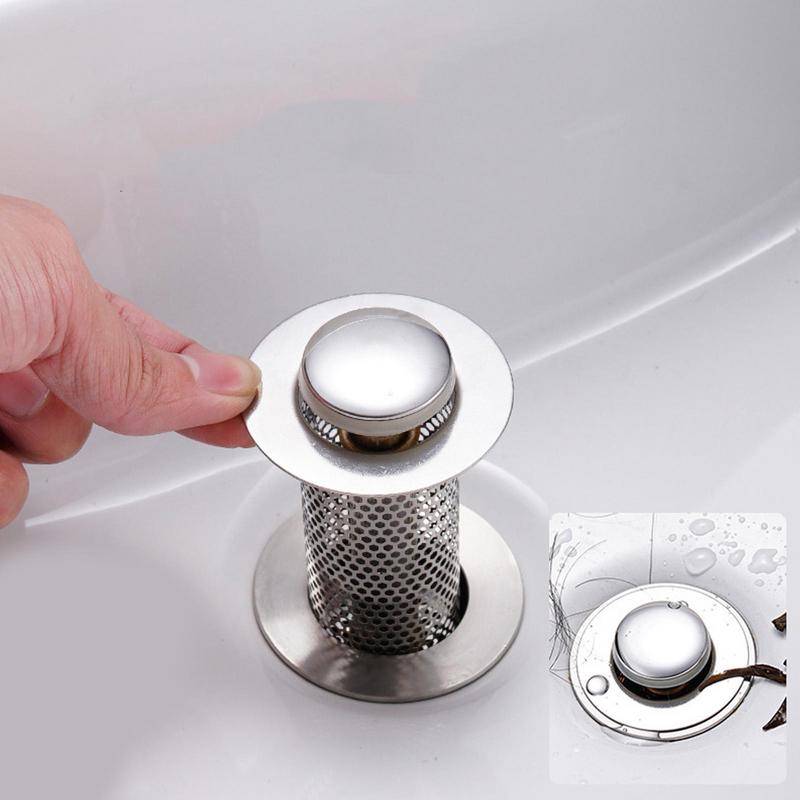 Bathroom Sink Plug Stopper Pop-Up Sink Drain Strainer Plug Sink Strainer Filter Sewer Device Shower Hair Stopper Bathroom Tool