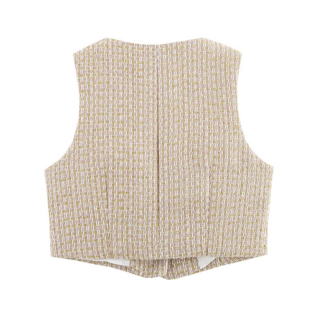 Women's Spring Slimming Textured Vest with Matching Belted Skirt Pants