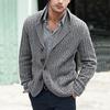Men's Chunky Knit Cardigan with Cable Stitch Detail, Four-Button Front, Available In Multiple Colors