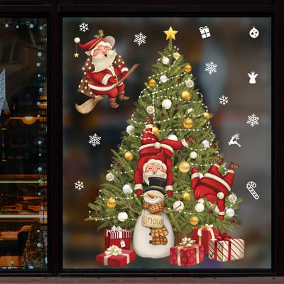 Нові різдвяні прикраси Наклейки на вікна Подарунки Діда Мороза Merry Christmas Mirror Sticker Xmas Tree Window Glass Sticker Новий рік 2023