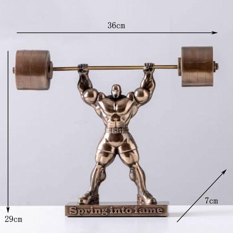 Muscle Man Weightlifting Bodybuilding Strongman Statue Resin Decoration Home Room Sculpture Ornaments Sports Gym Figurine Crafts
