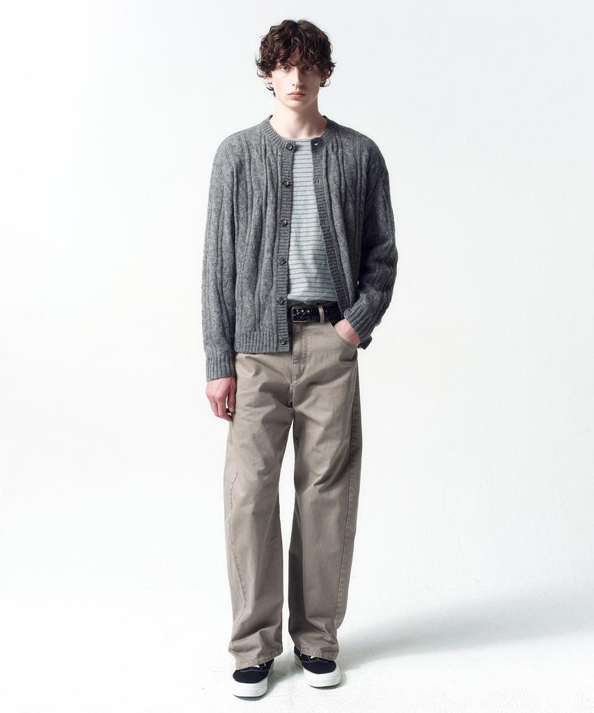 Insilence Sheared Cable Cardigan Melange Grey