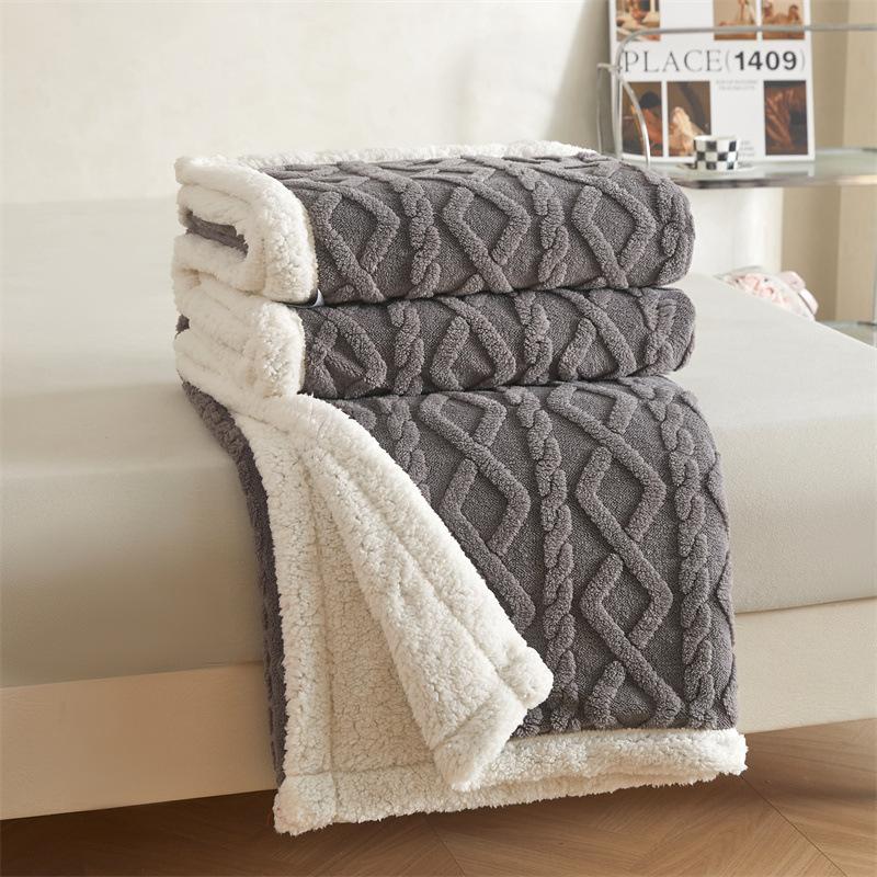 Version Silk Fleece Lamb Fleece Bedroom Living Room Study Thickened Silk Fleece LambFleece Doublesided Blanket