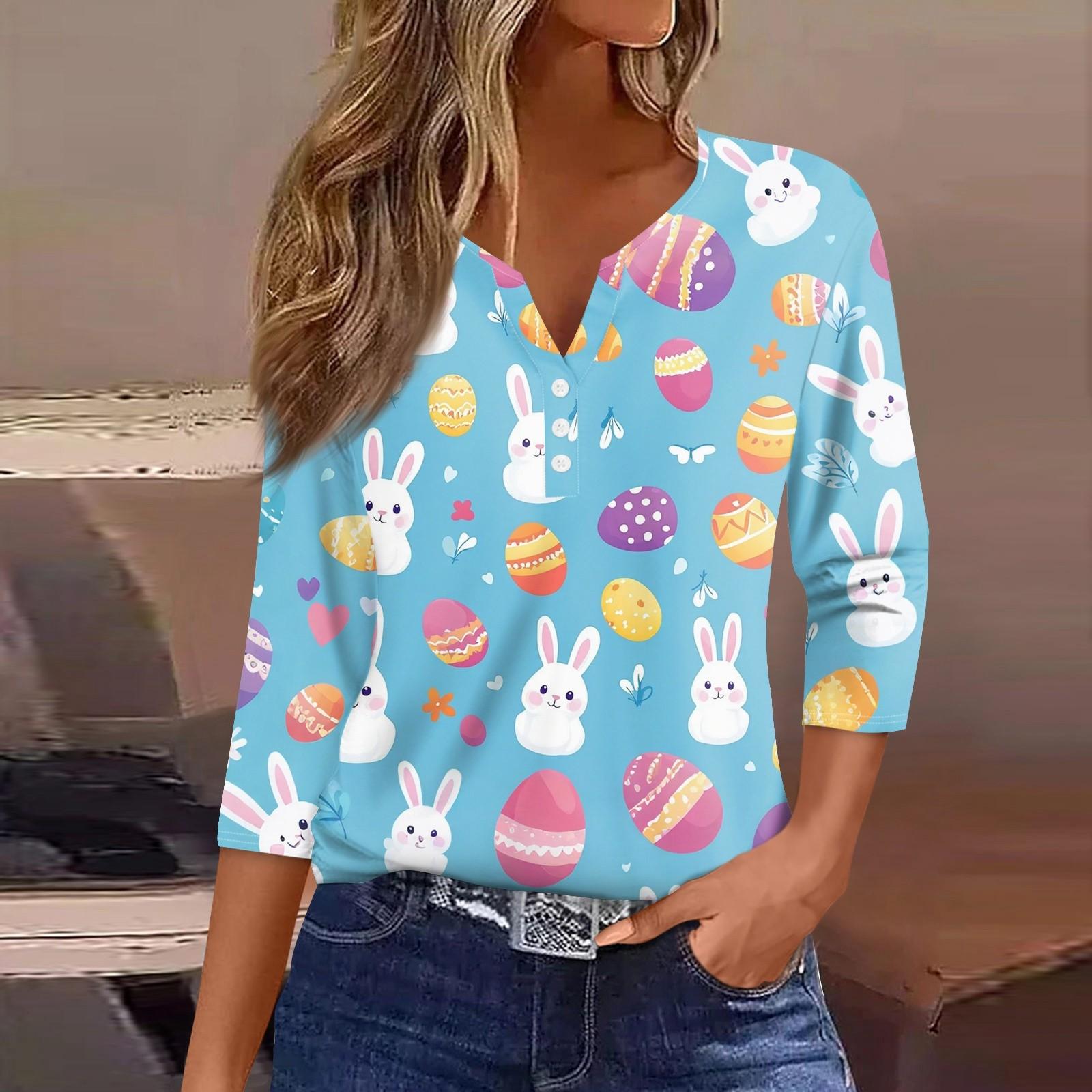 

Жен. Футболка С принтом Пуговицы Рукав 3/4 Повседневные Выходные Мода Классический Классический V-образный вырез Обычный Верх L