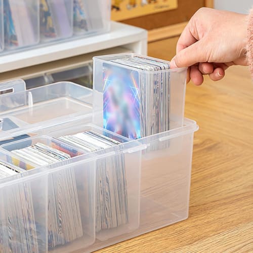 seimeinoki 900+ Card Storage Box, Trading Card Box, Clear, Large Capacity, Handheld Trading Card Case, Top Loader Case, Pokemon Card Case, Duel Master