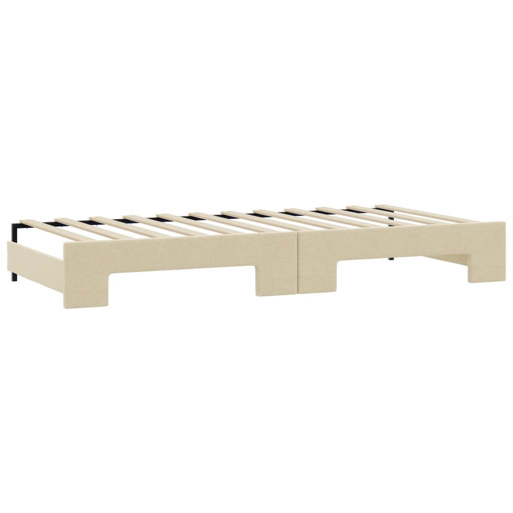 Extendable Daybed with Drawers Cream 80x200 cm Fabric