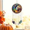 Witch Blessing Wind Chime Acrylic Door Hanging Decor for Halloween Christmas Home Outdoor Halloween Wall Ornament with Bells