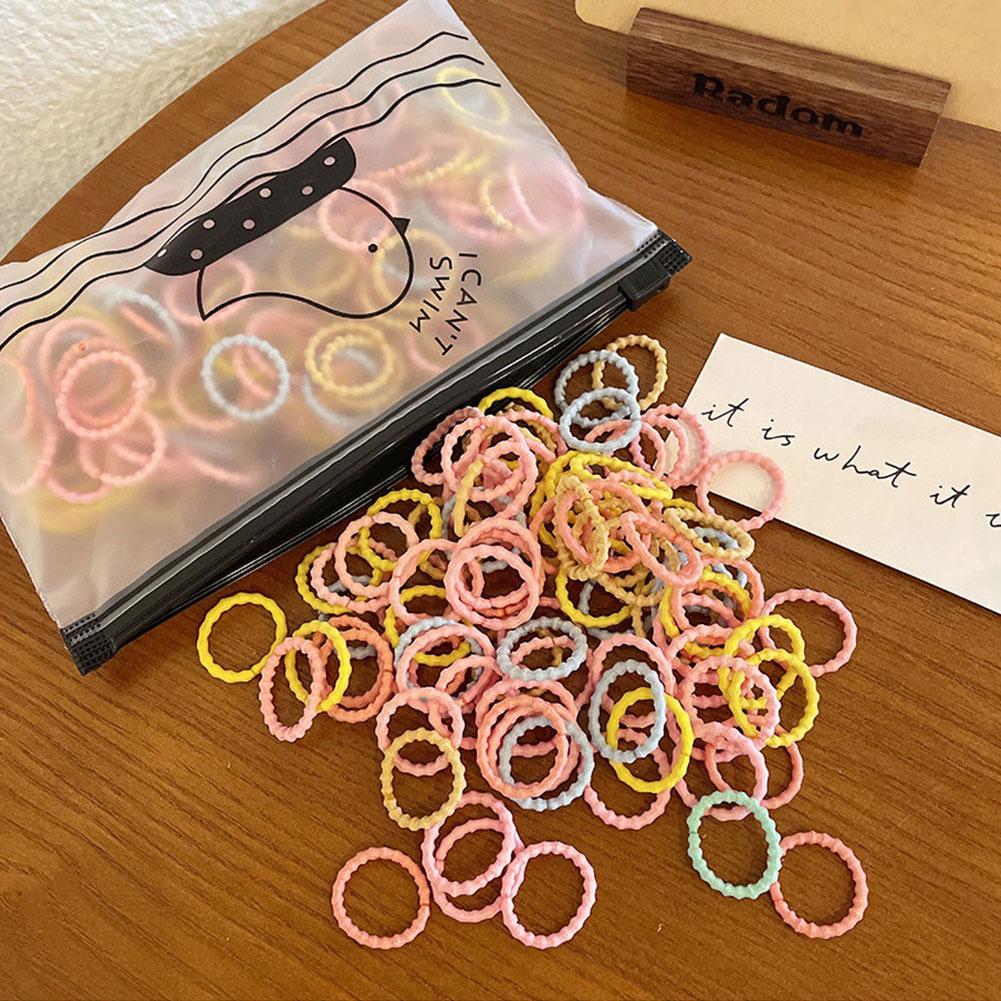 100Pcs/Lot Cute Girls Hair Accessories Rubber Hair Bands Fashion Colorful Elastic Hair Ties Rubber Bands Daily Festival Gifts