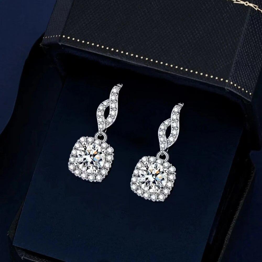 S925 Sterling Sølv 0.5/1 Karat Moissanitt Pose Øredobber Mote Casual Enkelt Design High-end Lett Luksus Nisje Gave Til Kjæreste