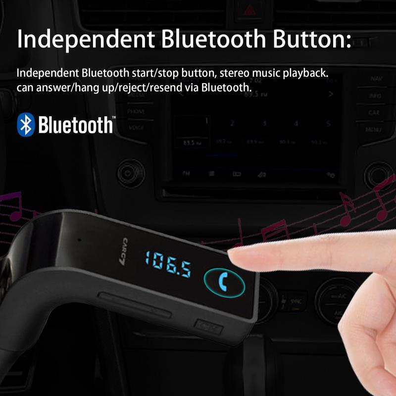 G7 Car Kit Blue Tooth Handsfree FM Transmitter Type Radio LED Display MP3 Player Support MP3/WMA Music Format Car Accessorise