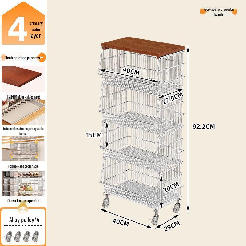 Multi-Tier Floor Storage Rack for Fruits, Vegetables & Snacks