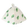 Saunahut Universal Stilvoll Niedlich Grüner Blattdruck Wasseraufnahme Schützender Filz Badehut für
