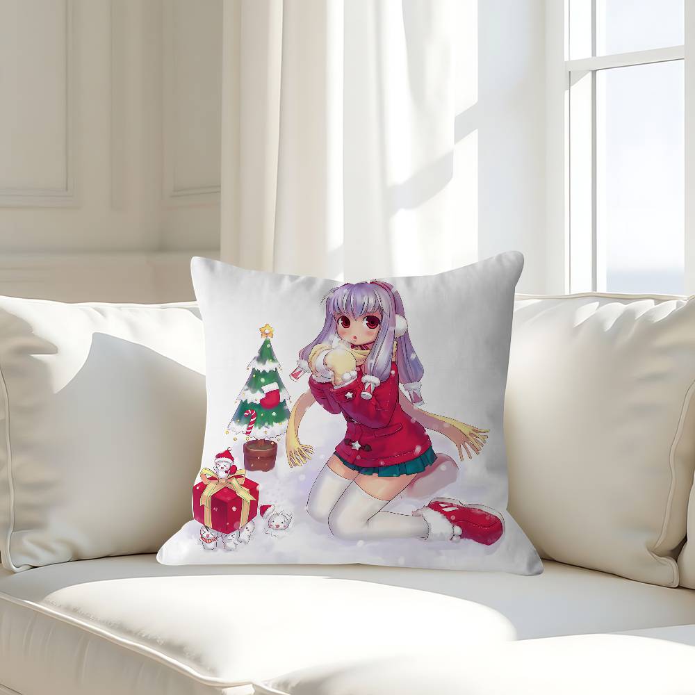 

Anime Christmas Girl Pillow Case Removable Washable Cushion Cover – All-Season Soft Linen 16x16Inch