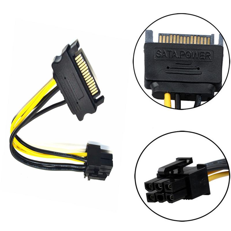 6pcs SATA Power Cable For Riser Card PCI EXPRESS PCI-E Sata Graphics Converter Adapter Video Card Power Cord15 Pin To 6 Pin