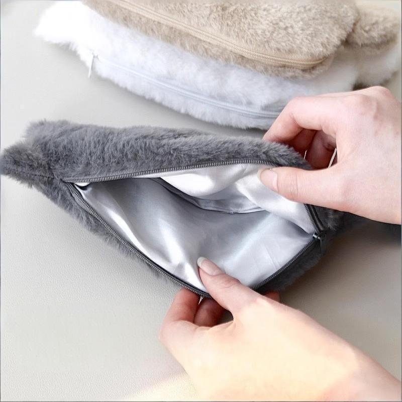 Kawaii Plush Cat Shaped Pen Bag With Soft Touch Cute Lightweight Large Capacity Stationery Storage Pen Bag Multi-purpose Storage