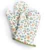 1 Pair Oven Gloves Non Slip Flower Grass Pattern Heat Resistant Microwave Mitts for Cooking Kitchen