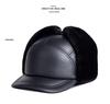Men's Genuine Leather Winter Hat - Lei Feng Style with Ear Protection, Warm Cotton Lining for Middle-Aged and Elderly