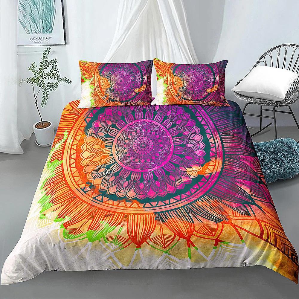 Boho Pościel Mandala Poszewka na Kołdrę Luksusowa Miękka Pokrowiec na Kołdrę Rozmiar Queen 2/3 Sztuki Styl Boho Kwiatowa Pościel Pokrowiec Tekstylia Domowe