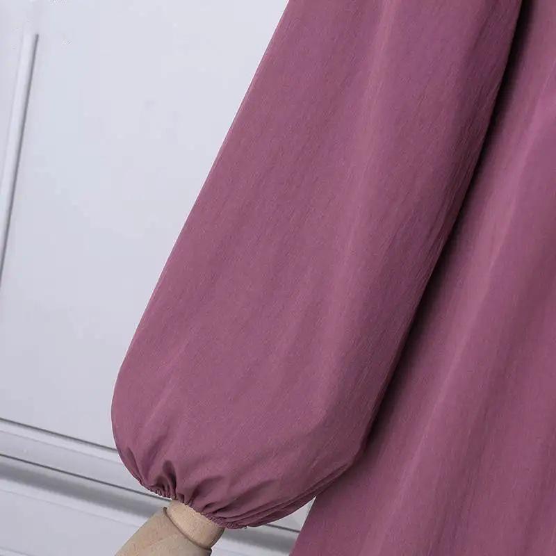 2025 Women's Elegant Muslim Robe with Puff Sleeves and 3D Embellishments