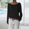 Women's Fashion Solid Color Knitted T-Shirt Tops Bottoming Shirt