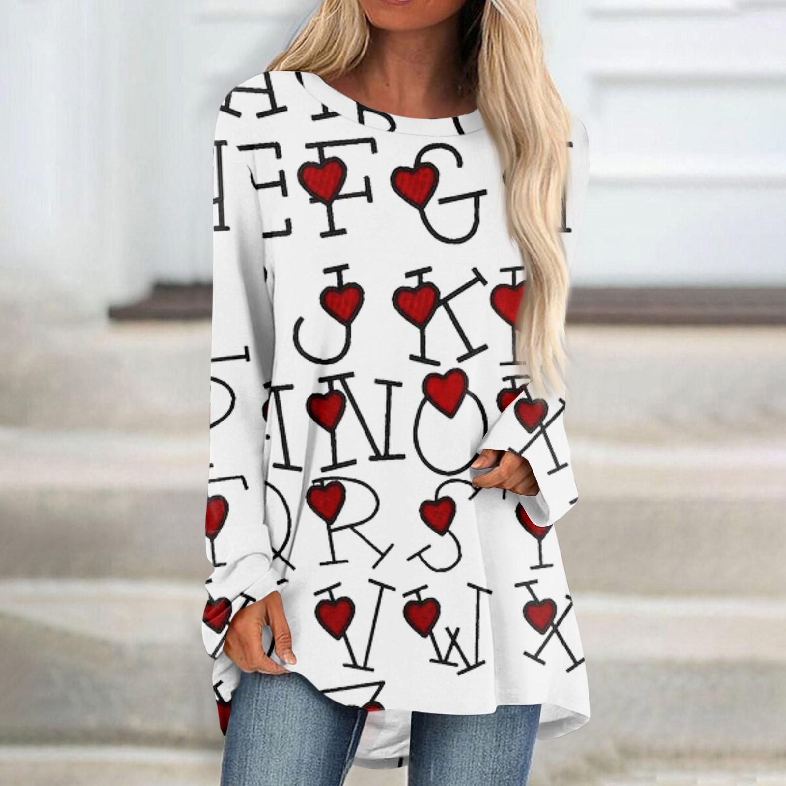 

Женская мода повседневная блузка с длинным рукавом и круглым вырезом с принтом S красный