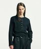 SSY Below Button-Down Henley Neck Long Sleeve Black