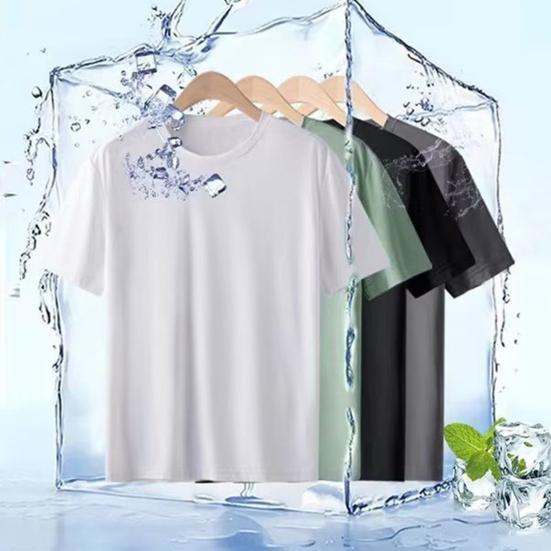 Men's Round Neck Tops Solid Color T Shirt Casual Short Sleeve Top Soft Regular Fit T Shirts Breathable for Sports Travel Beach Daily Wear