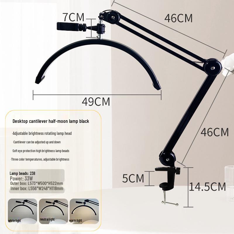 19" Desktop Model with Shark Light Cantilever: Eye-Protective Shadowless Light for Nail Art, Eyebrow Tattoo, and Eyelash Extension.
