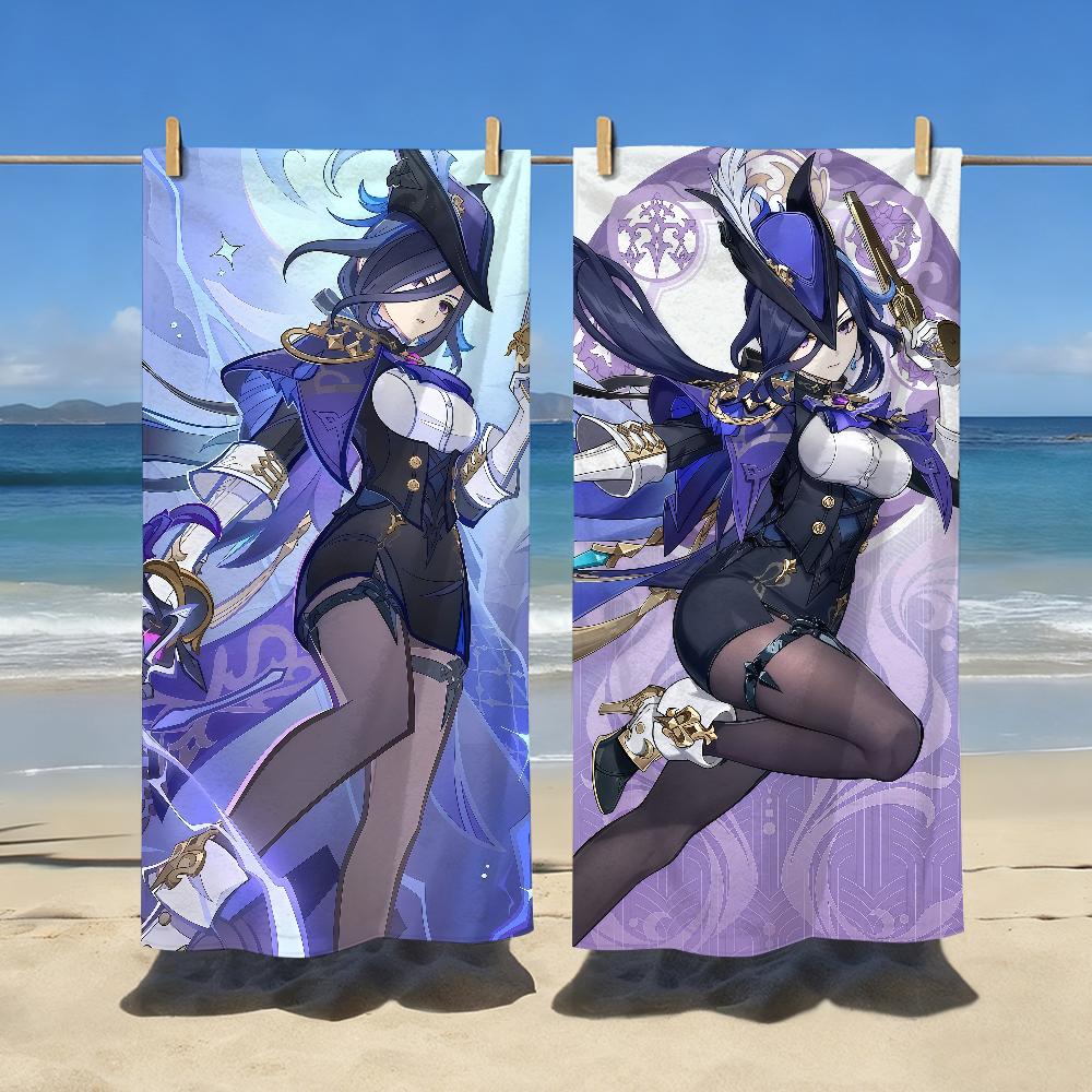 Game Genshin Impact Clorinde Towel Sports Quick Dry Travel Camping Gear Sandproof Soft Light Large Beach Towel